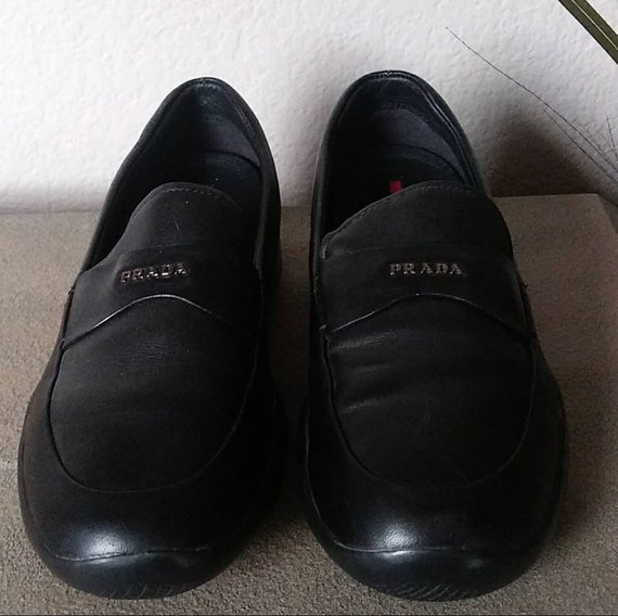 Vintage PRADA Women s Black Linea Rossa Loafers. Size 4 Etsy