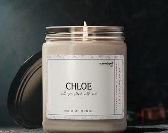 Candela personalizzata per proposta di matrimonio per damigella d'onore, regalo per damigella d'onore, regalo di nozze, regali personalizzati per damigella d'onore, addio al nubilato, candela Moh