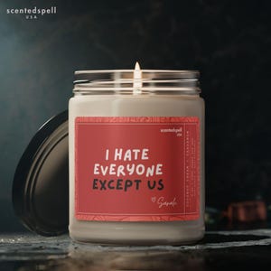 Personalized Best Friend Candle I Hate Everyone Except Us, Funny Candles, Gifts for Her, Custom Coworker Birthday Gift, Teen Friendship Gift