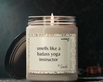 Personalized Yoga Instructor Gift, Badass Yoga Instructor, Custom Work Humor Candle, Unique Gifts For Wellness Coach, New Yoga Teacher
