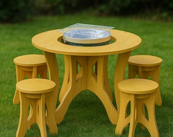 CNC BBQ Table Stalls DXF – 12mm Plywood Flat Pack Outdoor Cooking & Camping Table
