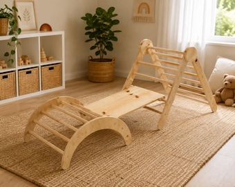 Modular Pikler Indoor Playground Plans | DIY Files | Climbing Frame, Rocker, Slide, Deck | Small Version