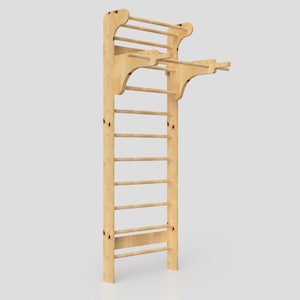 Wall Bars/Swedish Ladder inc Pull Up Bar DIY/CNC DXF Plan – Adjustable Height + Dip Bars + Parallettes | Wall Mounted