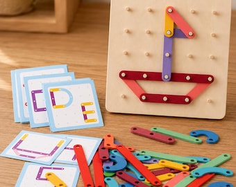 Wooden Pegboard Construction Game for Kids
