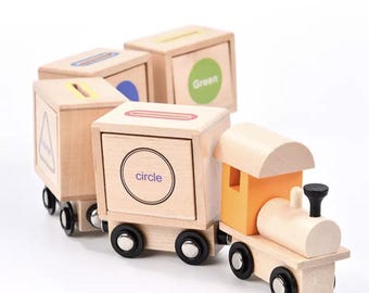 Wooden Shape Sorting Train Toy – Montessori Educational Toy for Toddlers (temporarily sold out)