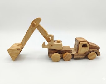 Wooden Digger Toy | Natural Wood Construction Vehicle | Montessori Inspired | Toddler Truck Gift| Educational toy