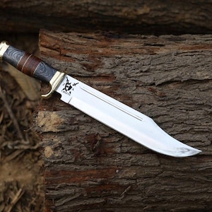 Hand-Forged D2 Steel Hunting Knife: 18-Inch Leather & Wood Handle