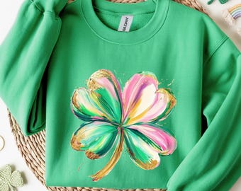 Retro Shamrock Sweatshirt, Womens Shenanigans Sweatshirt, Cute St Patricks Day Sweatshirt, Lucky Sweatshirt, Irish Shirt, Four Leaf Clover