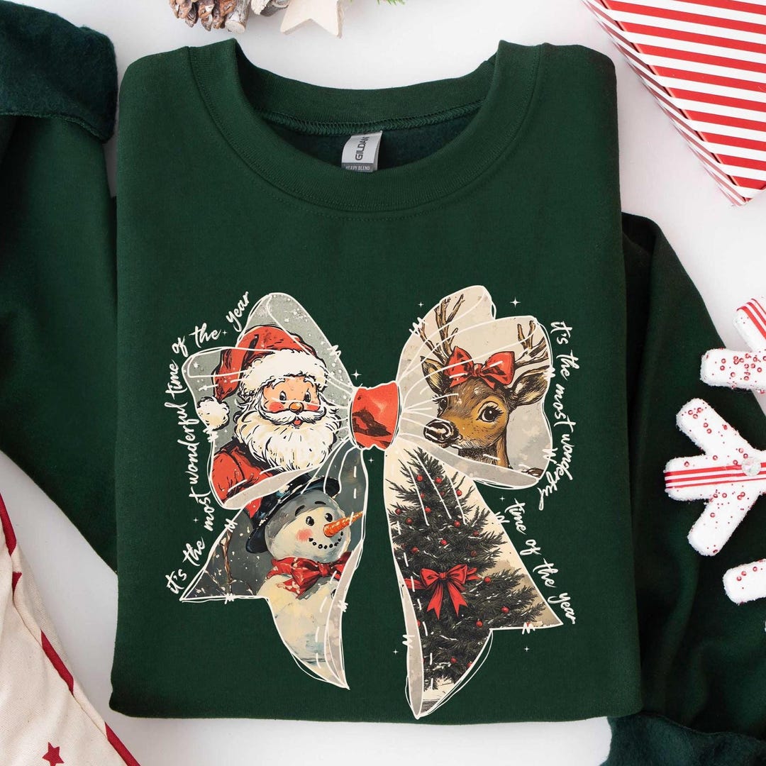 PLUS SIZE JOLLY CHRISTMAS BOW GRAPHIC SWEATSHIRT