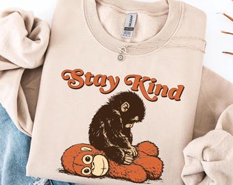 Punch Monkey Stay Kind Shirt Boxy Sweatshirt, I Stand With Punch, Save Punch, Protect Punch, Viral Punch Monkey, Cute Baby Monkey Punch Top