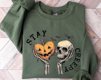 Sudadera espeluznante, sudadera de Halloween para mujer, camiseta con manos de esqueleto, disfraz divertido de Halloween, camiseta de calavera, camiseta de temporada espeluznante