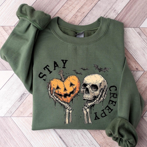 Creepy Sweatshirt, Womens Halloween Sweatshirt, Cute Skeleton Hands Tee, Funny Halloween Outfit, Skull Tee, Spooky Season Shirt