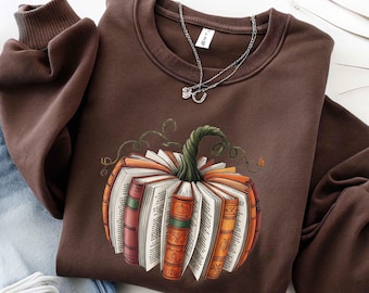 Fall Book Pumpkin Sweatshirt, Thanksgiving Book Reader Hoodie, Fall Bookish Hoodie, Pumpkin Book T-Shirt, Pumpkin Sweater, Fall Gift