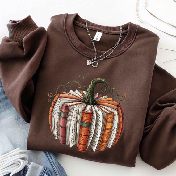 Fall Book Pumpkin Sweatshirt, Thanksgiving Book Reader Hoodie, Fall Bookish Hoodie, Pumpkin Book T-Shirt, Pumpkin Sweater, Fall Gift