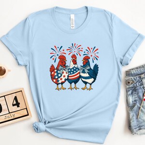 4th of July Chicken Shirt, Fourth of July T Shirt,Patriotic Mom Shirt,Gift for Her,Farm 4th of july Shirt,Woman 4th of July Shirt