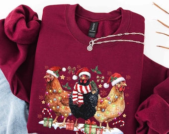Christmas Chickens Shirt, Funny Christmas Chicken Shirt, Xmas Gift, Christmas Farm Sweatshirt, Holiday Season Shirt, Farm Lover Gift