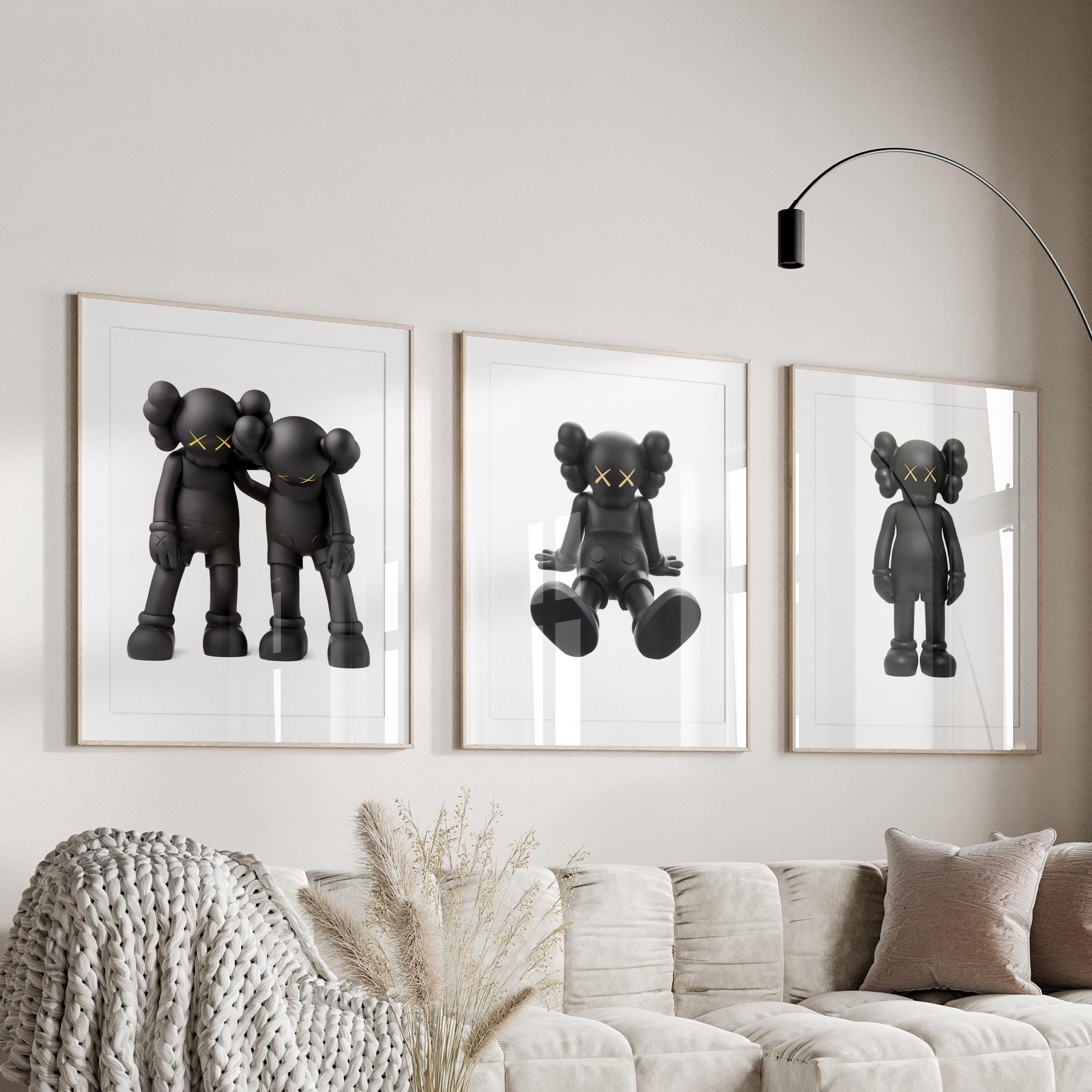 Kaws Wall Art Kaws Prints Set Of 3 Black Hypebeast Figure Posters Kaws Wall Art Kaws Prints Set Of 3 Black Hypebeast Figure Posters