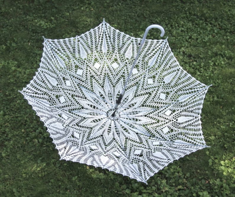 White Satin Umbrella with Lace main image 1