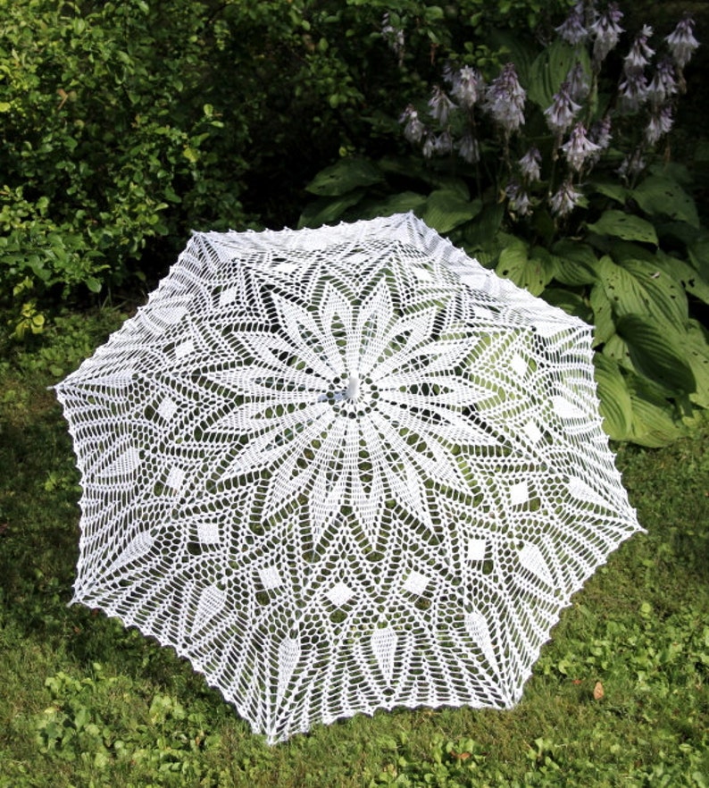 White Satin Umbrella with Lace