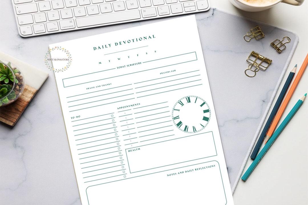 Printable Daily Devotional Planner Digital | Christian Journal Template ...