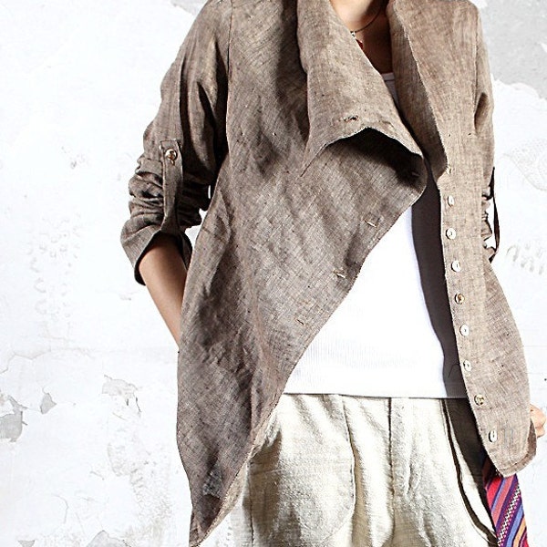 huge collars Irregular long sleeved shirt