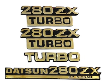 Datsun 280ZX Turbo Emblem Badge Set – Black & Silver Acrylic