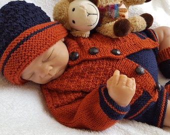 Baby Cardigan Knitting Pattern: Hat, Trousers & Booties (Digital Download PDF)