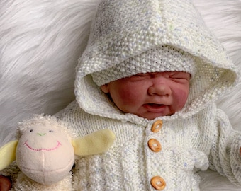 Unisex Baby Knitting Pattern, pdf download for newborn baby homecoming outfit, romper set for baby or reborn dolls knitting pattern