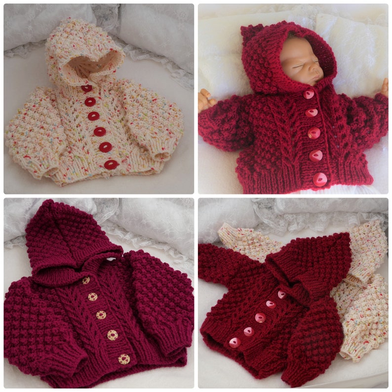 Baby Knitting Patterns Girls Aran Hoodie Cardigan Hooded Etsy