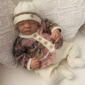 Baby Girls Knitting Pattern, pdf download for newborn baby homecoming outfit, girls cardigan set for baby or reborn dolls knitting pattern