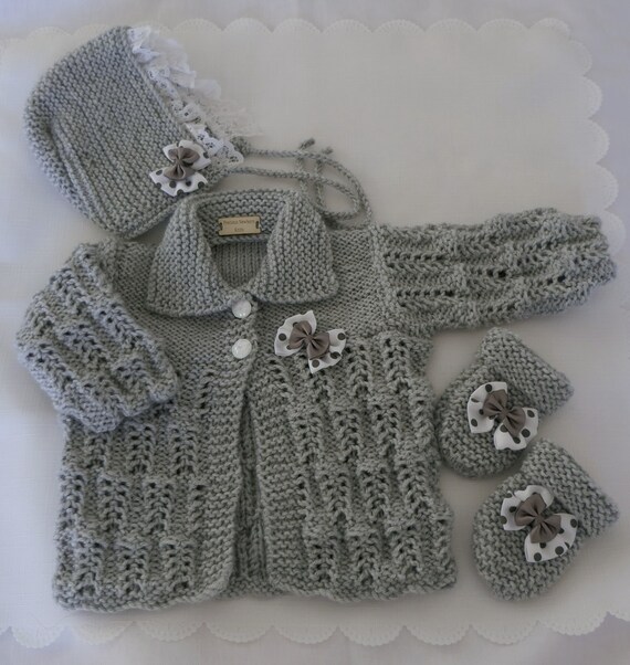 grey knitted baby cardigan