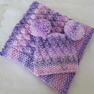 Knitting Pattern for a chunky Baby Blanket & Hat.  Pdf download for pram blanket and hat.  Baby Boys or Baby Girls Car Seat Cover