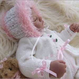Baby Knitting Pattern: Cardigan, Trousers & Bonnet (PDF Download 0-3 Months Reborn Doll Outfit)