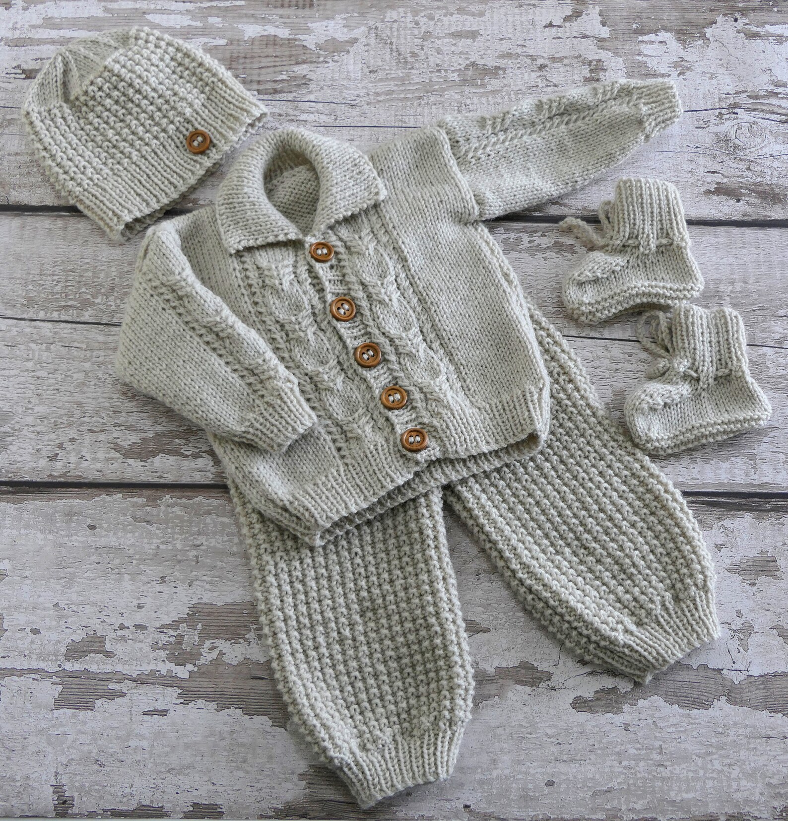 Baby Boys Knitting Pattern, Pdf Download for Newborn Baby Outfit, Boys Cardigan Set