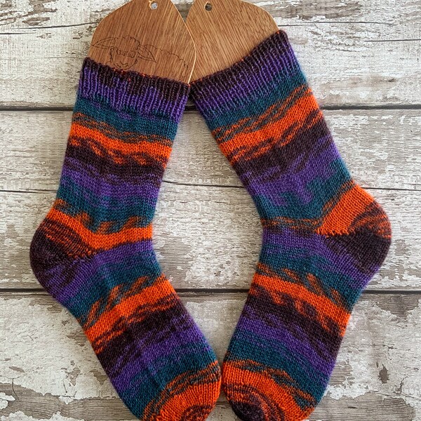 Handknit Socks for Women. Striped Slipper Socks. Cosy knitted wool socks. Best friend, Sister Gift. Personalised gift. UK Shoe Size 3-5