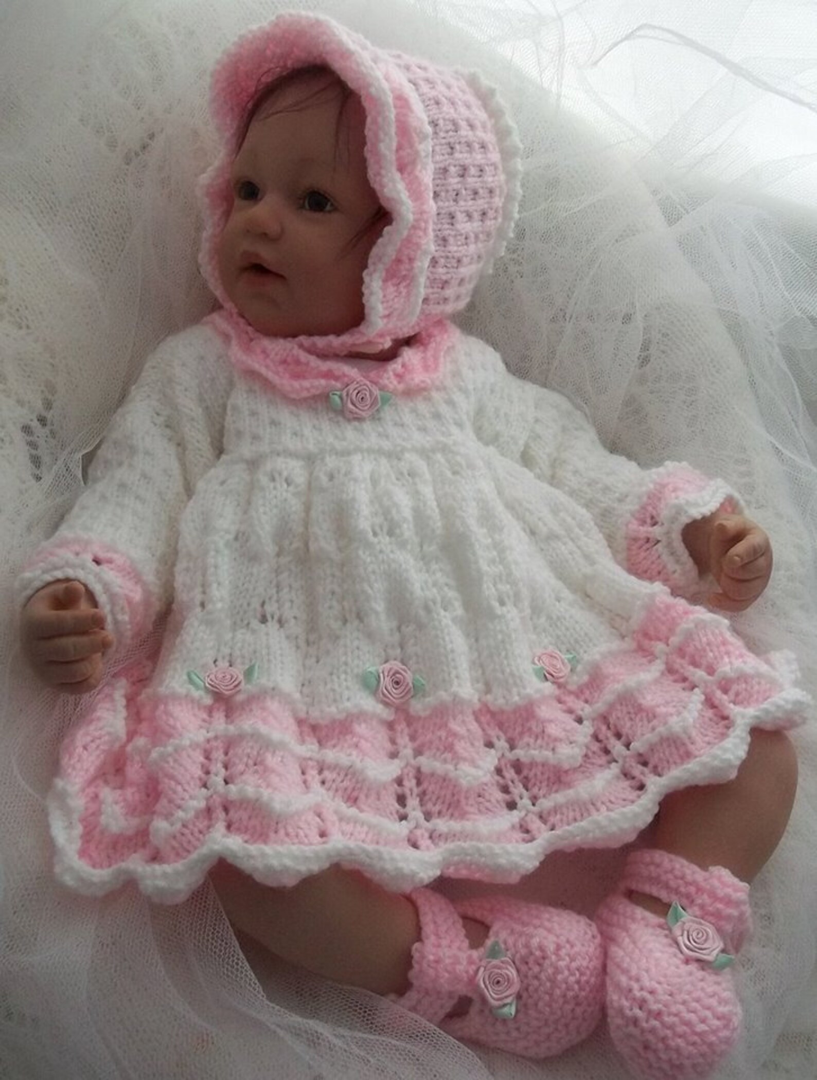 Knitting Pattern for Baby Dress Hat & Booties. Digital Etsy Australia