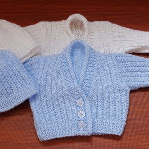 Baby Boys Knitting Pattern. PDF download for newborn baby homecoming outfit. Cardigan/Sweater Set for baby or Reborn Dolls Knitting Pattern image 6