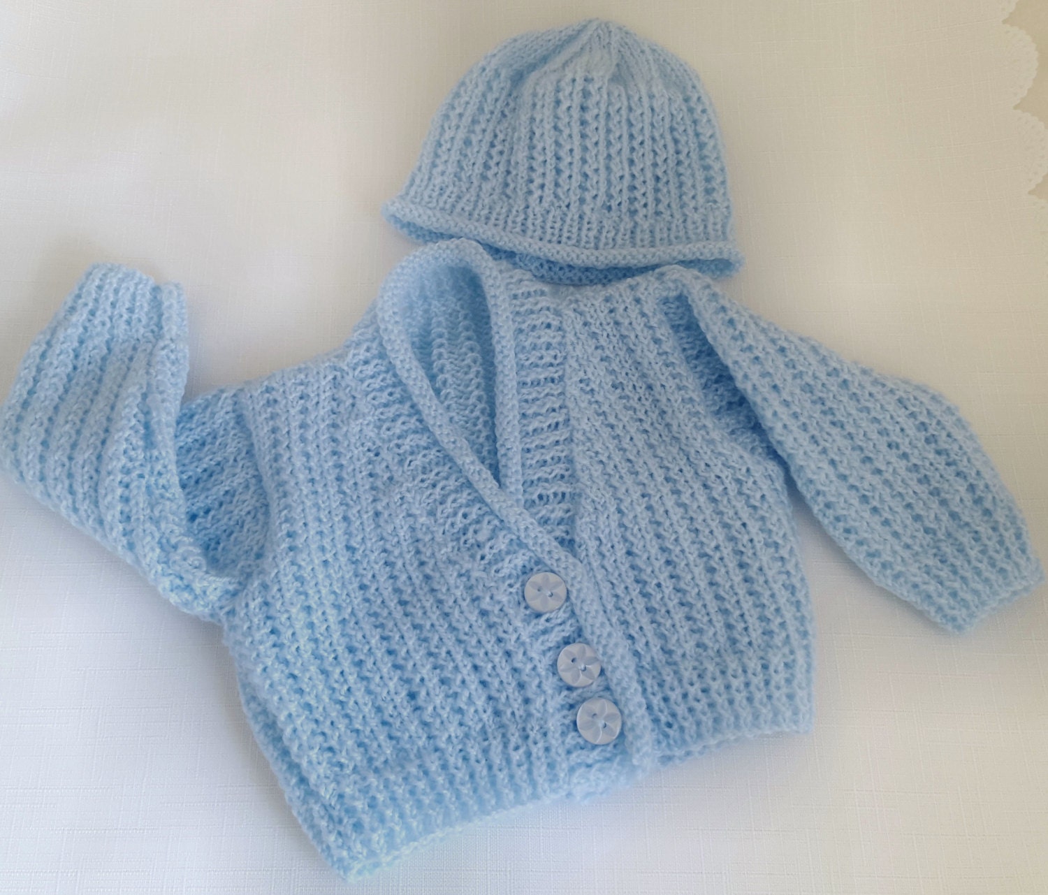 Baby Handknit cardigan set baby handmade cardigan Hooded cardigan