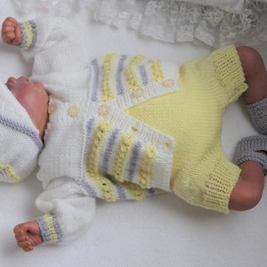 Baby Boys Knitting Pattern, pdf download newborn baby homecoming outfit, cardigan sweater set baby or reborn dolls knitting pattern