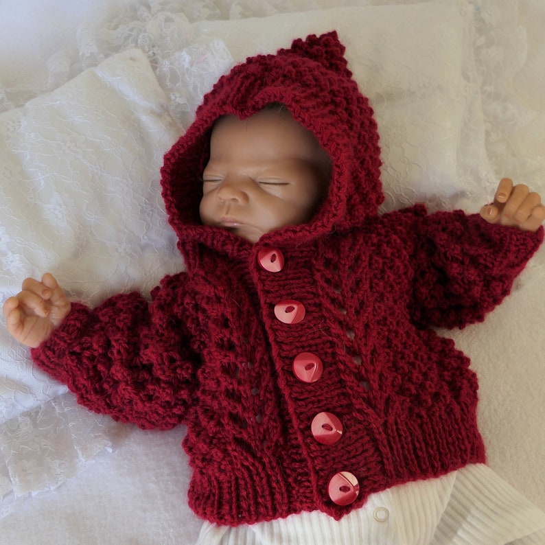 Baby Knitting Patterns Girls Aran Hoodie Cardigan Hooded Etsy