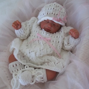 Baby Dress Knitting Pattern: Newborn Outfit, Hat & Booties (PDF Download)