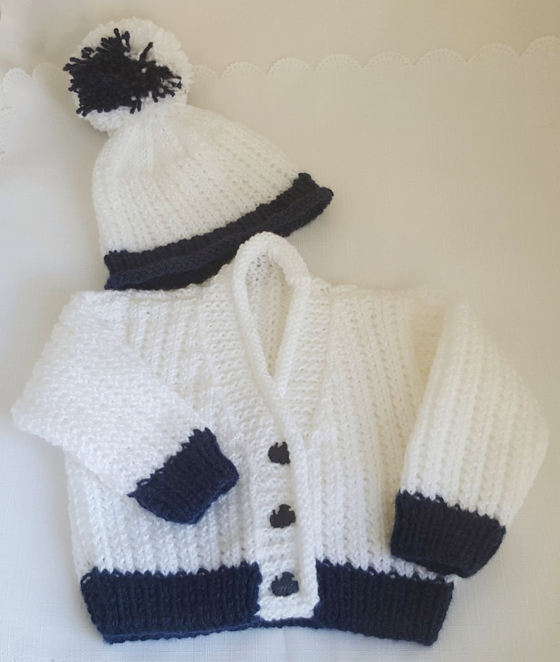 Baby Boys Knitting Pattern. PDF download for newborn baby homecoming outfit. Cardigan/Sweater Set for baby or Reborn Dolls Knitting Pattern image 4