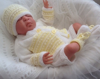 Unisex Knitting Pattern. Pdf download. Newborn baby homecoming outfit. Baby or Reborn Dolls Cardigan Set Knitting Pattern. Sweater Set