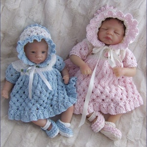 Knitting Pattern for Dolls Clothes. Digital Download PDF Dolls Dress Set Knitting Pattern for 10-13" Reborn Doll.  Precious Newborn Knits