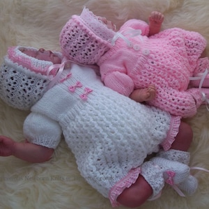 Knitting Pattern Baby Romper Set. Digital Download PDF Knitting Pattern also suitable 4 Reborn Dolls by Precious Newborn Knits