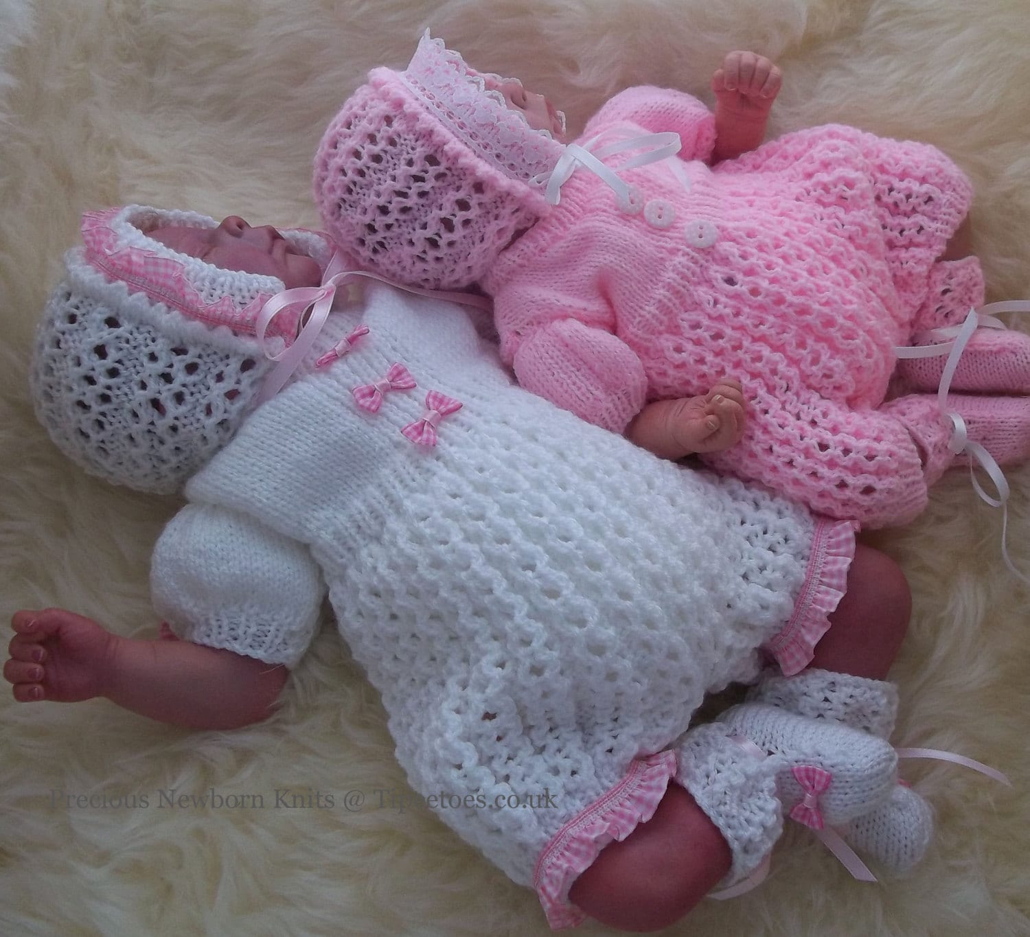 Hat & Booties Baby Girls or Reborn Dolls DK Knitting Pattern 2 TO KNIT  Romper 