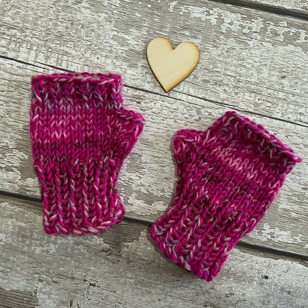 Fingerless Mittens. Handknit Kids Wool Mitts. Fingerless Gloves. Toddlers Knitted Handwarmers 1-2 years. 2-4 Years Children’s winter gloves