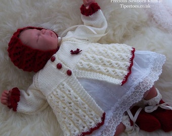 Baby Girls Knitting Pattern. pdf download for newborn baby homecoming outfit. Baby Girls or Reborn Dolls Sweater Set Knitting Pattern