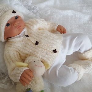 Baby Boys Knitting Pattern. PDF download for newborn baby cardigan set. Baby Boys or Reborn Dolls Sweater Set Knitting Pattern