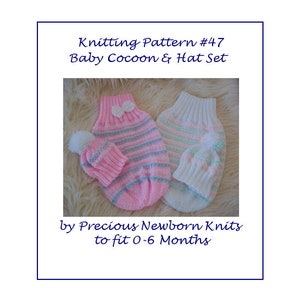 Knitting Pattern for a Baby Cocoon, Sleep Sack, Blanket with Hat. Digital Download PDF Knitting Pattern. Ideal for Reborn Baby Dolls too image 6